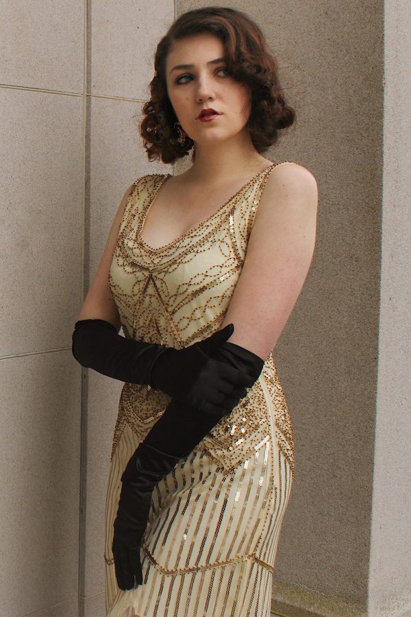 1920s Champagne Fringe Sequins Dress - Image 6