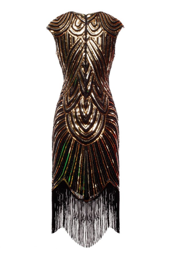 Gold Gatsby Glitter Fringe 1920s Dress - Image 2
